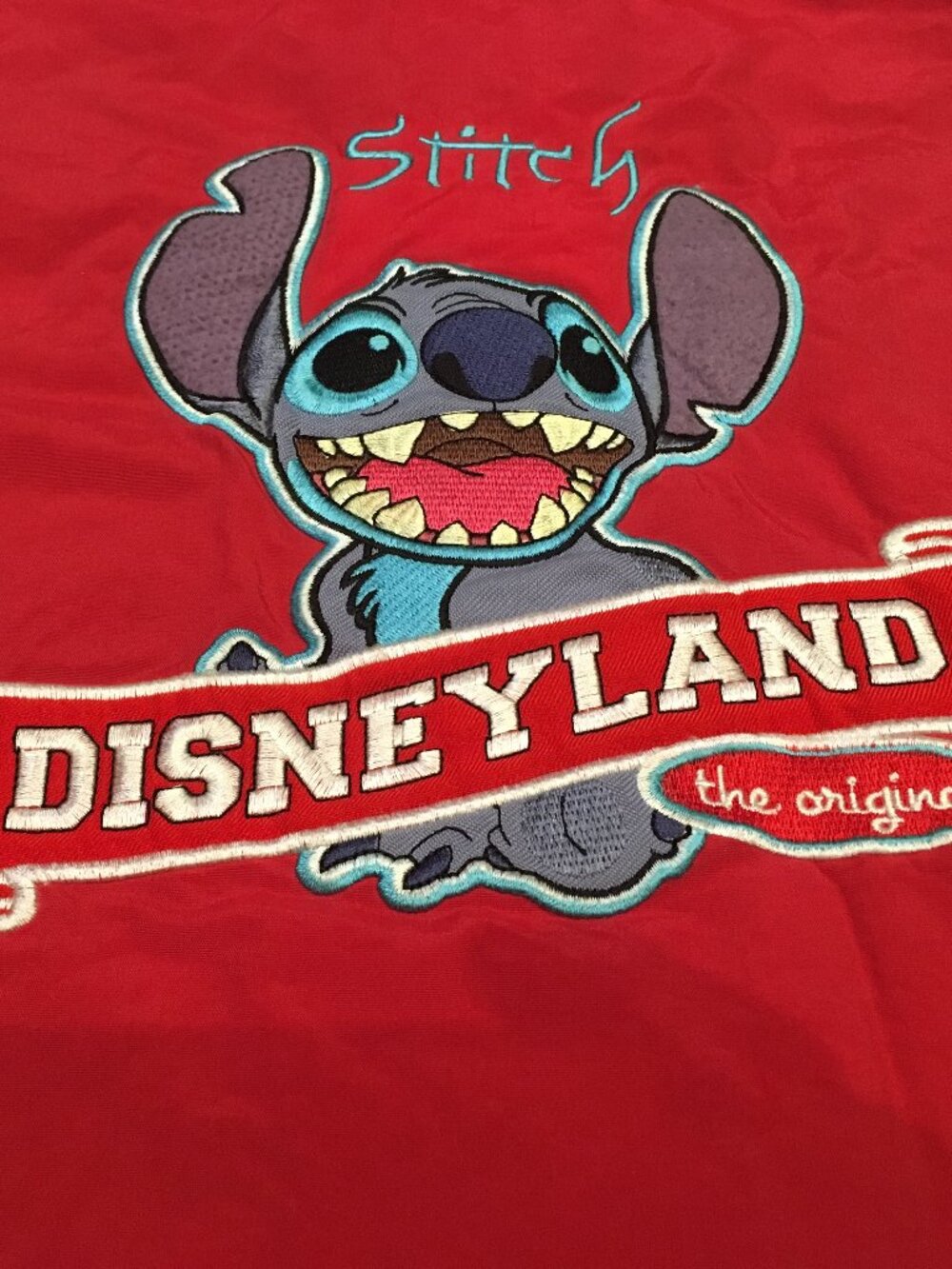 Vintage Disneyland STITCH Red Zip Lined Hooded Embroidered Jacket Youth M 7/8